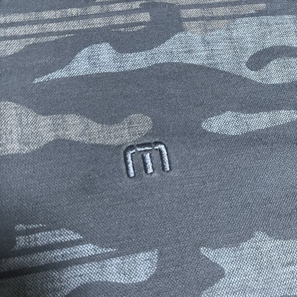 Travis Mathew Polo Shirt Mens 3XL Blue Camo Performance Golf Logo Stretch - Picture 4 of 9